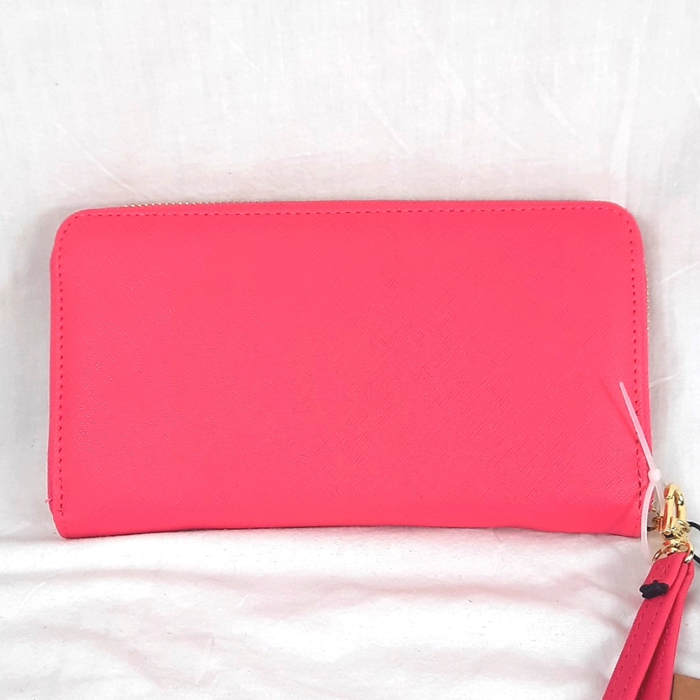 Steve Madden Zip Around Wallet Clutch Pink Flash Gold NEW with Tag - Picture 5 of 13